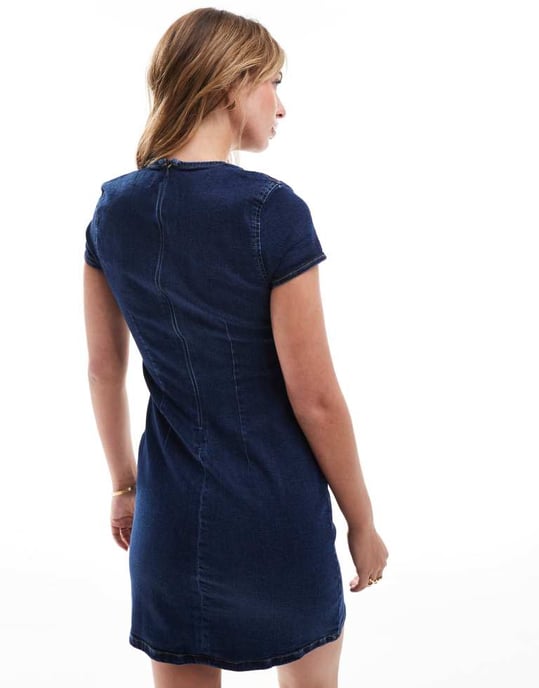 ASOS DESIGN – Indigofärgad miniklänning med utskurna detaljer och knytband framtill - Image 2
