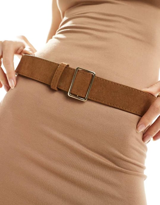 ASOS DESIGN – Kamelfärgad miniklänning med bodycon och fyrkantig halsringning - Image 4