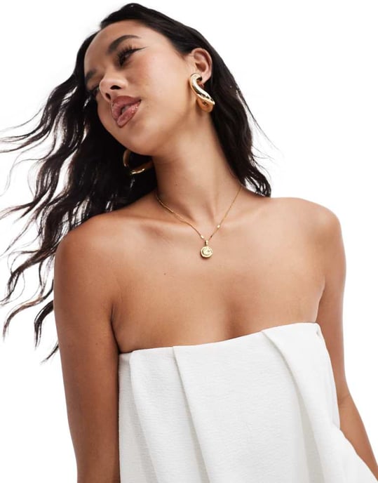 ASOS DESIGN – Elfenbensvit miniklänning med puff och veck - Image 2