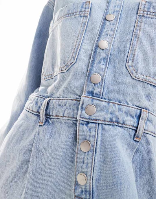 Dr Denim – Teegan – Ljusblå, sliten tvätt med långärmad minijeansklänning i avslappnad passform - Image 3