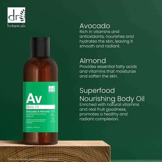 Dr Botanicals Avocado & Amandel Superfood Voedende Bodyolie 200ml - Image 3