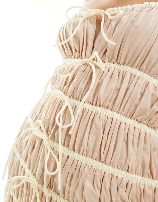 ASOS DESIGN – Stenfärgad miniklänning med skiktad passform och kontrasterande knytband - Image 1