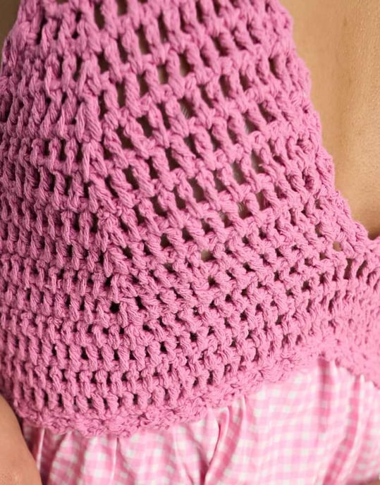 ASOS DESIGN – Rosa, virkad babydoll-miniklänning med blandat mönster - Image 3