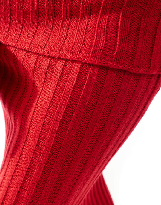 SNDYS rib knit foldover maxi skirt co-ord in red - Image 3