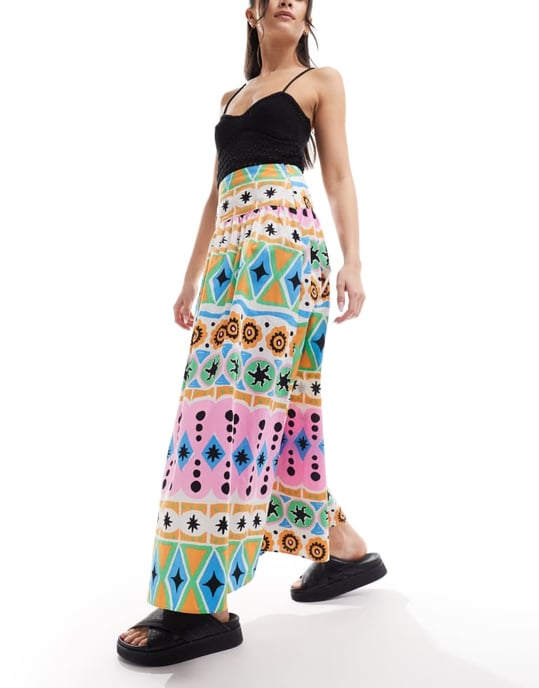 ASOS DESIGN dropped waist cotton poplin maxi skirt in print - Image 2