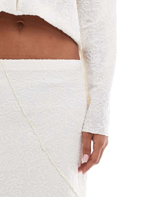 Object textured maxi skirt with seam detail co-ord in tofu - Image 3