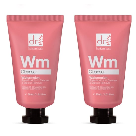 Dr Botanicals Watermelon Superfood 2-In-1 Cleanser & Makeup Remover 30ml x 2 Duo Set - Image 1