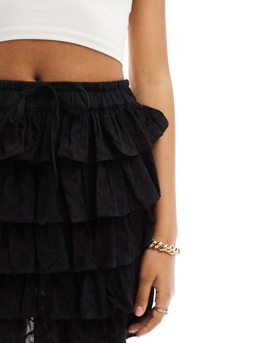 ASOS DESIGN broderie rara mini skirt in black - Image 4
