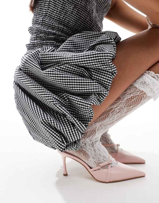 Amy Lynn Claudia ultra mini puffball skirt co-ord in mono gingham - Image 4
