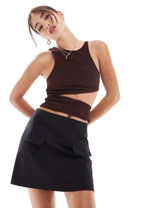 ASOS DESIGN tailored pocket detail mini skirt in black - Image 2