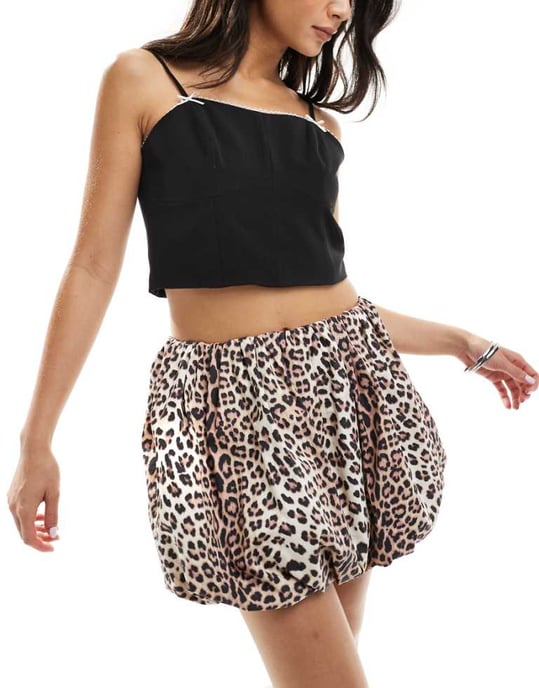 ASOS DESIGN bubble mini skirt in animal print - Image 1