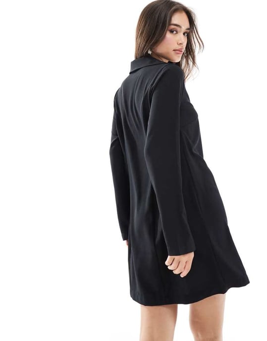 ASOS DESIGN – Svart miniklänning med krage - Image 4