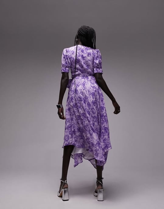 Topshop – Mönstrad midiklänning med omlottmönster och blommigt tryck - Image 3