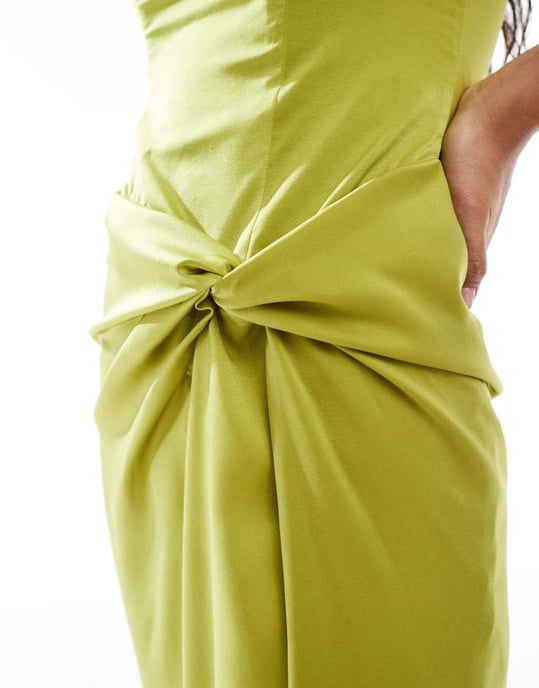 ASOS DESIGN – Grön midaxiklänning med knut och kjol - Image 3