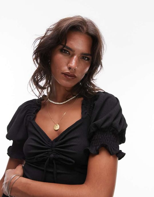 Topshop – Svart teklänning i jersey med textur och detaljer baktill - Image 4
