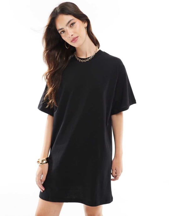 ASOS DESIGN oversized mini t-shirt dress in black - Image 1