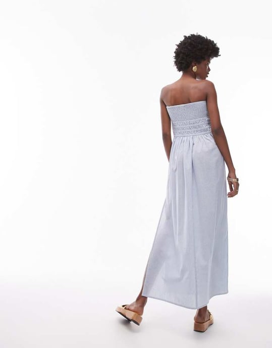 Topshop – Blårandig bandeauklänning för stranden - Image 4