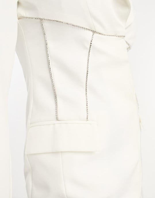 Miss Selfridge – Vit brudklänning med diamanter och korsett - Image 3