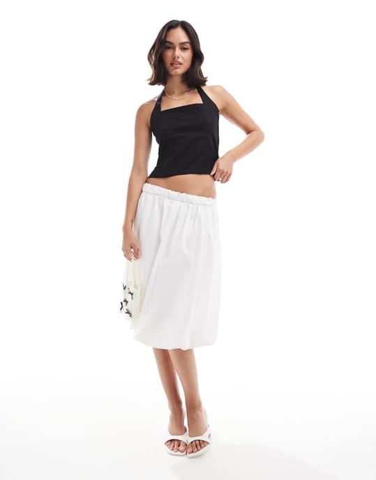 ASOS DESIGN poplin fitted halter top in black - Image 4