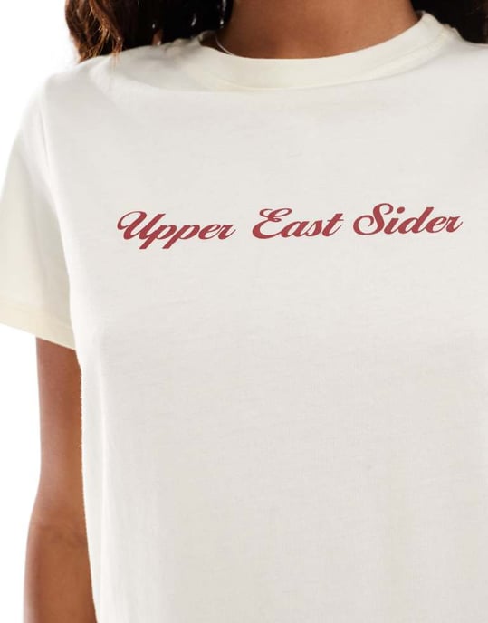 Motel saki upper east sider t-shirt in cream - Image 2
