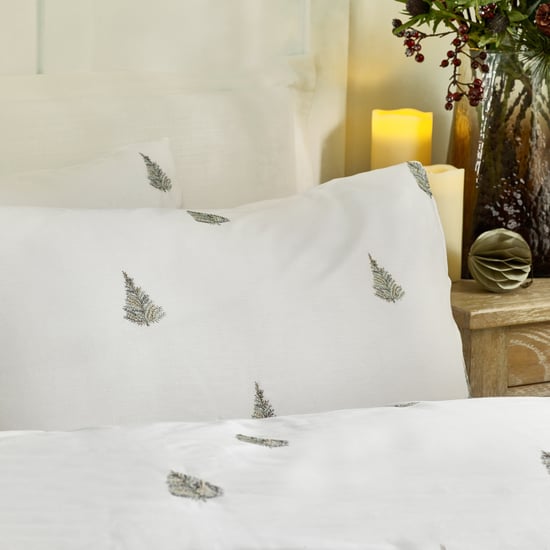 Wylder Winter Forest 100% Cotton Embroidered Duvet Cover Set, Double - Image 2