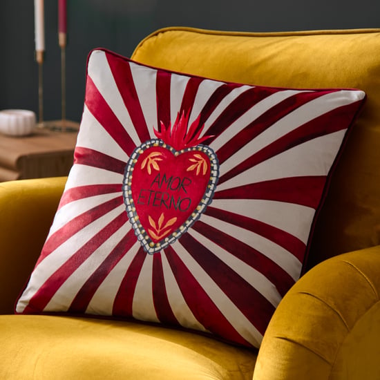 furn. Amor Eterno Velvet Piped Polyester Filled Cushion - Image 1