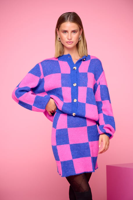 Kiana gebreide rok in roze/blauw - Image 4