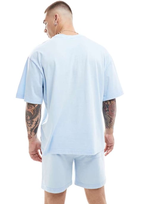 ONLY & SONS super oversized t-shirt co-ord in washed light blue - Image 4