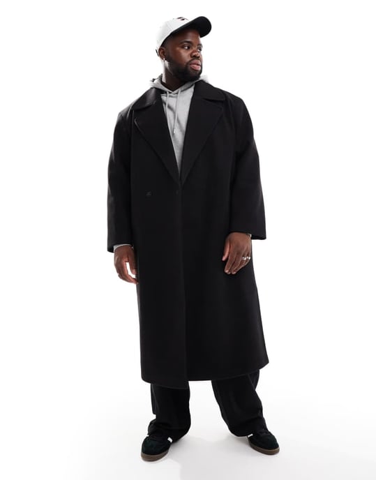 ASOS DESIGN oversized wool look overcoat in black - Image 3