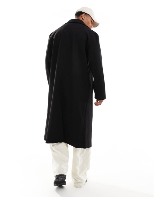 ASOS DESIGN oversized wool look overcoat in black - Image 4