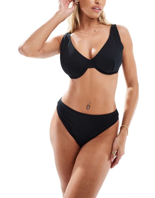 Hollister co-ord curvey underwire bikini top in black - Image 3