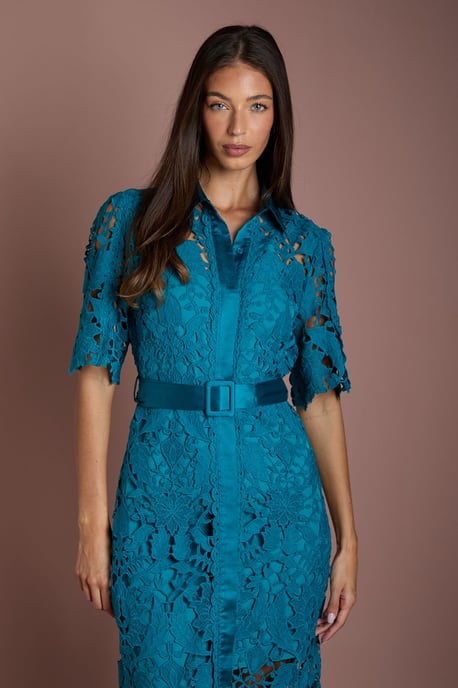 Lace Shirt Dress With Short Sleeves - Image 2
