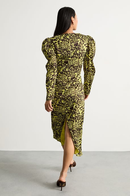 Petite Satin Cut Out Waist Plunge Neck Midi Dress - Image 2