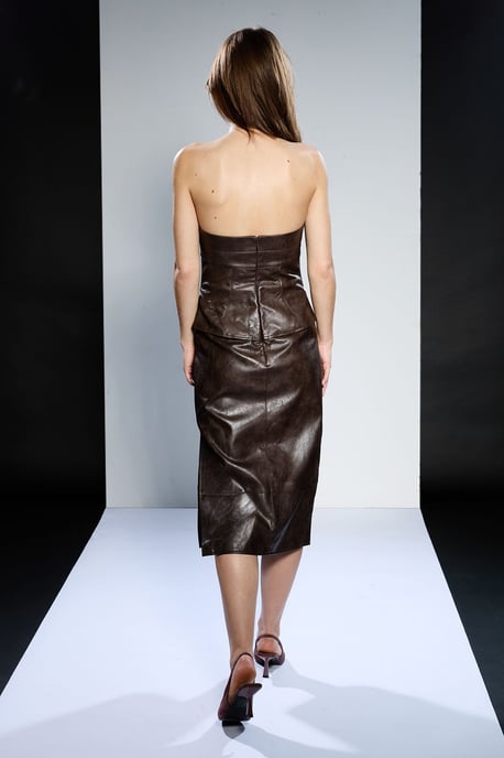 Runway 1.8.1.8 Leather Look Corset Detail Dress - Image 3