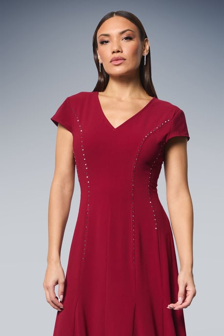 Studded Fit & Flare Crepe Midi Dress - Image 2