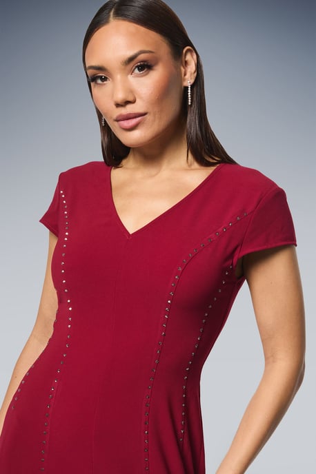 Studded Fit & Flare Crepe Midi Dress - Image 4
