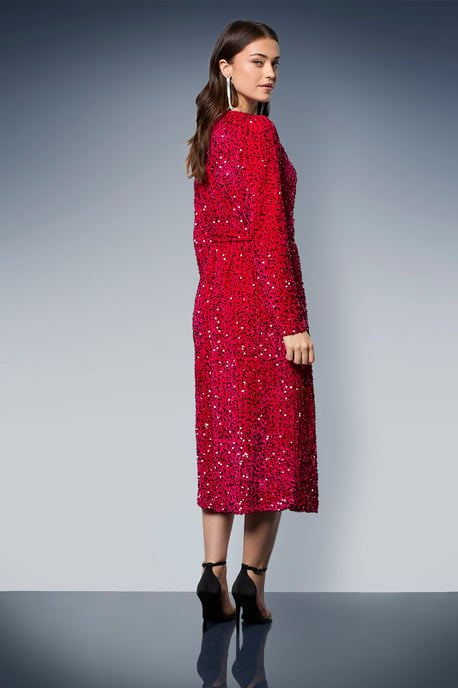 Velvet Sequin Wrap Midi Dress - Image 3
