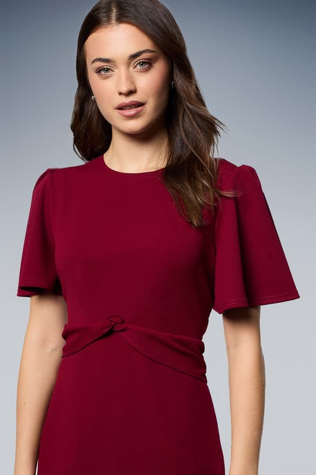 Twist Front Angel Sleeve Pencil Dress - Image 4