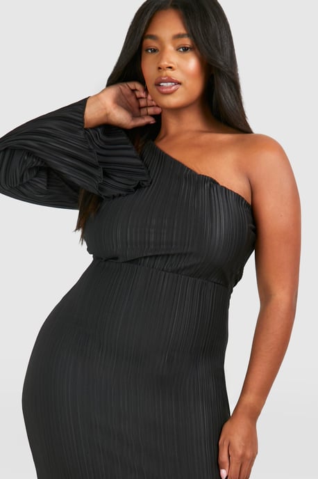 Plus Wide Plisse Cape Sleeve Detail Midi Dress - Image 4