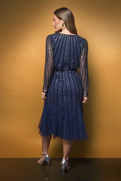 Party Sequin Long Sleeve Midi Dress - Image 3
