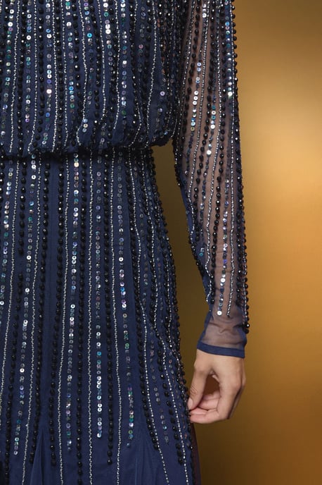 Party Sequin Long Sleeve Midi Dress - Image 4