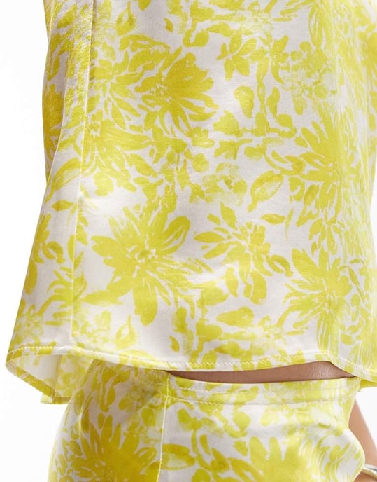 Topshop – Del av set med pirrande blommigt linne i satin med rund halsringning - Image 3
