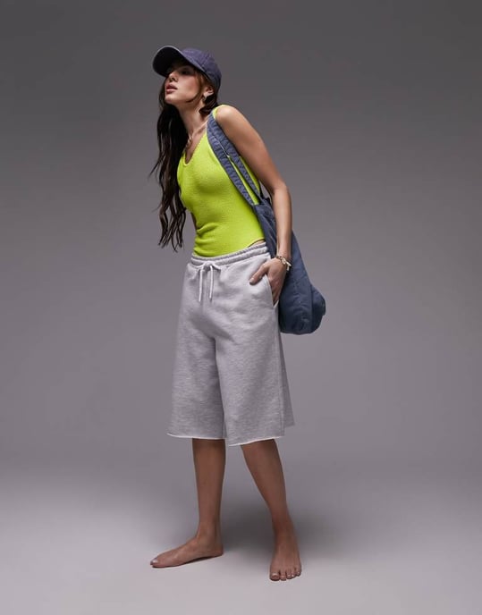 Topshop crinkle scoop back swimsuit in lime - Image 3