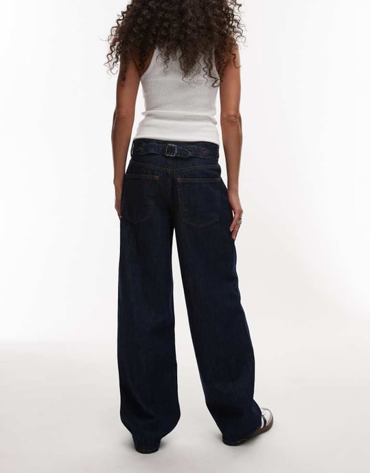 Topshop Cinch low rise relaxed jean in raw indigo - Image 3