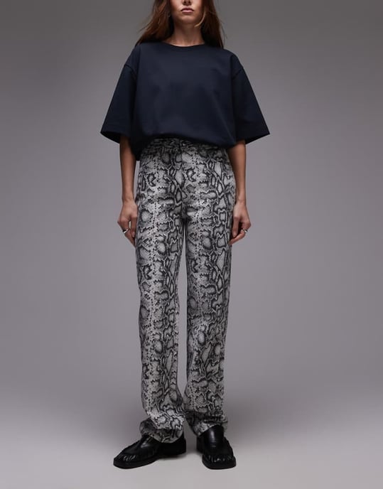 Topshop Kort high rise straight jean in snake print - Image 1