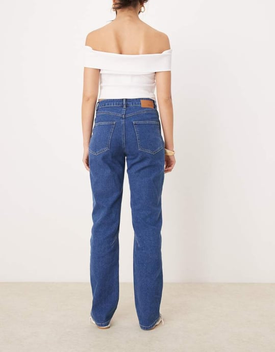 Object straight leg jeans with western stitching in medium blue - Image 3