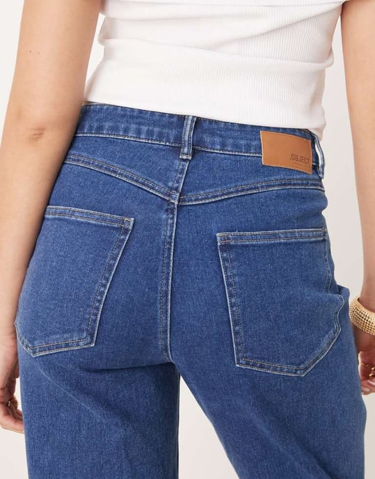 Object straight leg jeans with western stitching in medium blue - Image 4