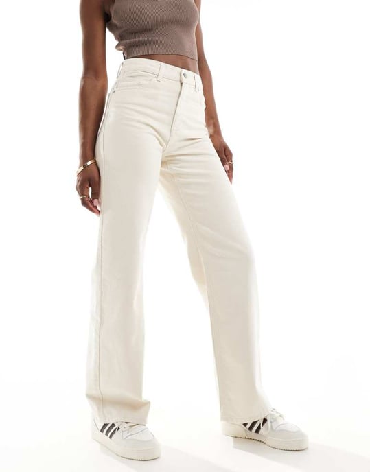 Selected Femme wide fit jeans in ecru - Image 2