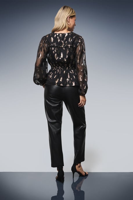DP Luxe Drawstring Waist Frill Detail Long Sleeve Blouse - Image 3