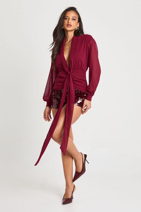 Chiffon Draped Blouse - Image 1